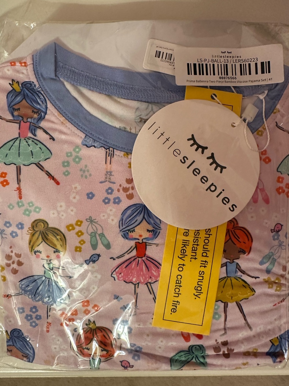 Little Sleepies Pastel Pink Ballerina Print Kids Pajama Set NWT